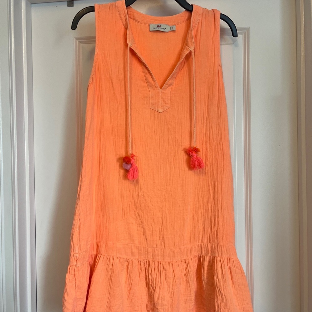 Vineyard vines sleeveless cotton orange sun washed dress size small